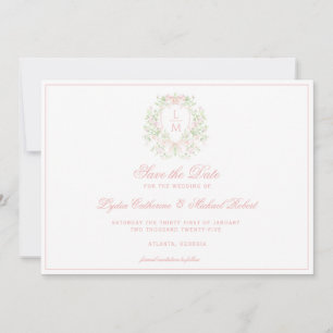 Sweet Crest w/Pink Bows Save The Date