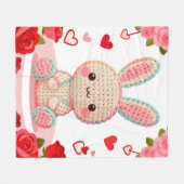 Sweet Crochet Bunny & Roses Fleece Deken (Voorkant (Horizontaal))