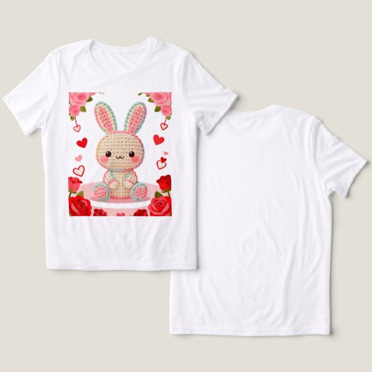 Sweet Crochet Bunny & Roses Tri-Blend Shirt (Ontwerp Voorkant & Achterkant)