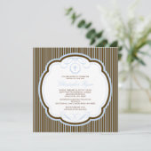 Sweet Cross Blue en Brown Boy Baptism Inture Kaart (Staand voorkant)