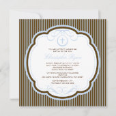 Sweet Cross Blue en Brown Boy Baptism Inture Kaart (Voorkant)