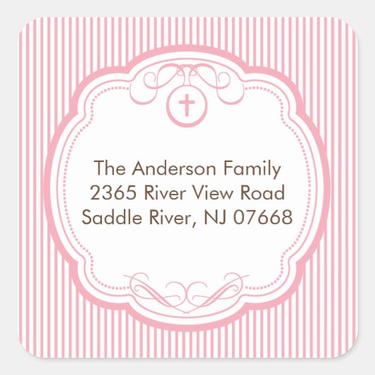 Sweet Cross in Lijst Adres Sticker Doop (Voorkant)