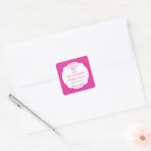 Sweet Cross in Lijst First Holy Communion Roze Vierkante Sticker (Envelop)