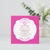 Sweet Cross Roze Baby Girl Baptisme Uitnodiging (Staand voorkant)