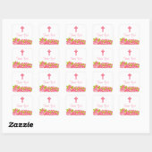 Sweet Cross Roze Bloemen Doop Favor Seal Vierkante Sticker (Vel)
