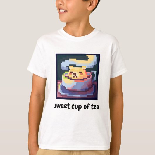 sweet cup of tea, pixelart, Pixel Art, shirt (Voorkant)