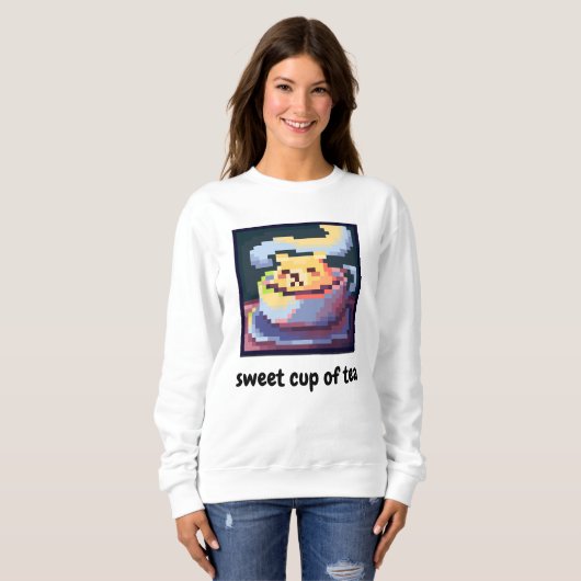 sweet cup of tea, pixelart, Pixel Art, shirt (Voorkant volledig)