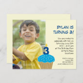 Sweet Cupcake 3rd Birthday Party Invitation Kaart (Voorkant / Achterkant)
