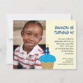Sweet Cupcake 4th Birthday Party Invitation Kaart (Voorkant)