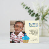 Sweet Cupcake 4th Birthday Party Invitation Kaart (Staand voorkant)