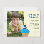 Sweet Cupcake 5th Birthday Party Invitation Kaart (Voorkant)