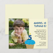 Sweet Cupcake 5th Birthday Party Invitation Kaart (Voorkant / Achterkant)
