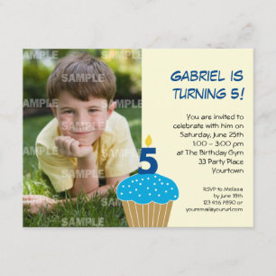 Sweet Cupcake 5th Birthday Party Invitation Kaart