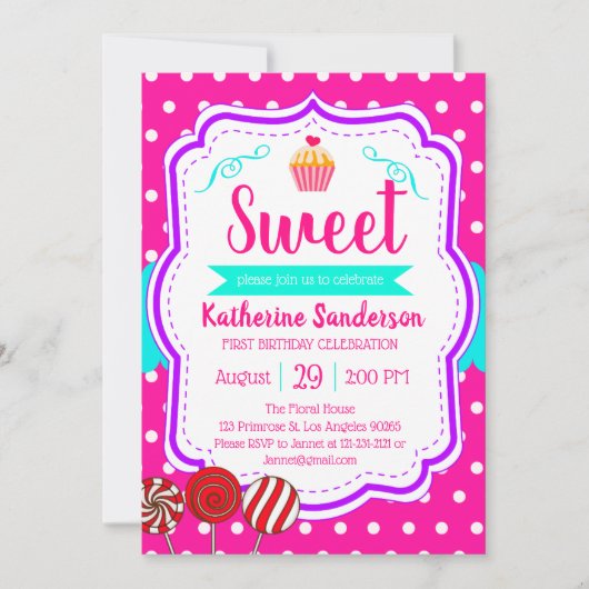 Sweet Cupcake Baby Sprinkle Snoep shoppe Verjaarda Kaart (Voorkant)