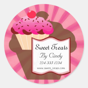 Sweet Cupcake Bakery Business Ronde Sticker