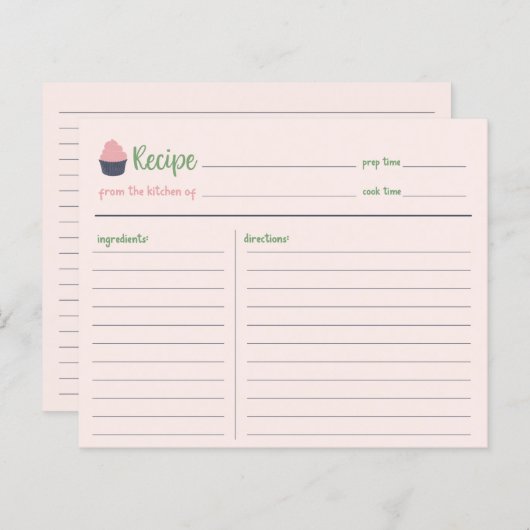 Sweet Cupcake Baking Family Recipcard (Voorkant / Achterkant)