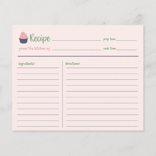 Sweet Cupcake Baking Family Recipcard (Voorkant)