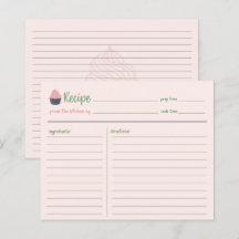 Sweet Cupcake Baking Family Recipcard