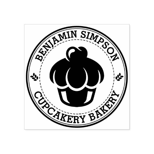 Sweet Cupcake Bakkerij Logo Rubber Stamp Rubberstempel (Afrduk)