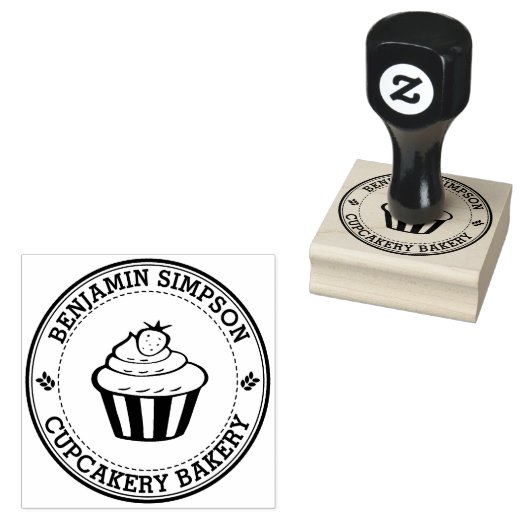 Sweet Cupcake Bakkerij Logo Rubberstempel (Gestempeld)