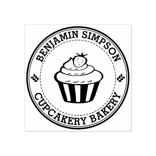 Sweet Cupcake Bakkerij Logo Rubberstempel (Afrduk)