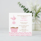 Sweet Cupcake Birdie Birthday Uitnodiging (Staand voorkant)