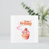 Sweet Cupcake Birthday Flat Greeting Card Kaart (Staand voorkant)
