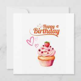 Sweet Cupcake Birthday Flat Greeting Card Kaart