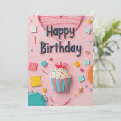 Sweet Cupcake Birthday Kaart (Staand voorkant)