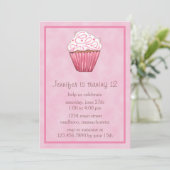 Sweet Cupcake Birthday Party Invitation Kaart (Staand voorkant)