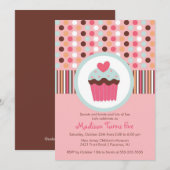 Sweet Cupcake Birthday Party Invitation Kaart (Voorkant / Achterkant)