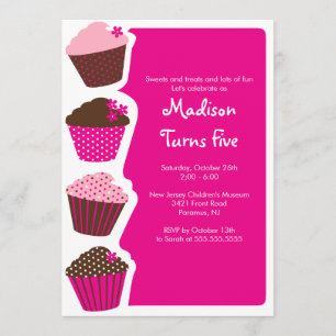 Sweet Cupcake Birthday Party Invitation Kaart