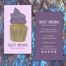 Sweet Cupcake Catering Bakery Paarse Sociale Picto Visitekaartje