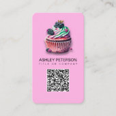 Sweet Cupcake Catering Bakkerij Roze QR Code Socia Visitekaartje (Voorkant)
