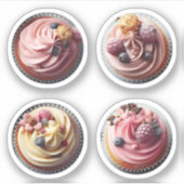 Sweet Cupcake Cream Cakes Muffins Etiketten Foto Sticker (Voorkant)
