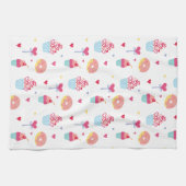 Sweet Cupcake Donut Valentijnsdag Theedoek (Horizontaal)