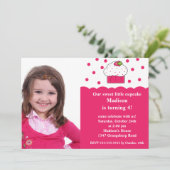 Sweet Cupcake Foto van Birthday Uitnodiging (Staand voorkant)