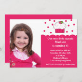 Sweet Cupcake Foto van Birthday Uitnodiging (Voorkant / Achterkant)