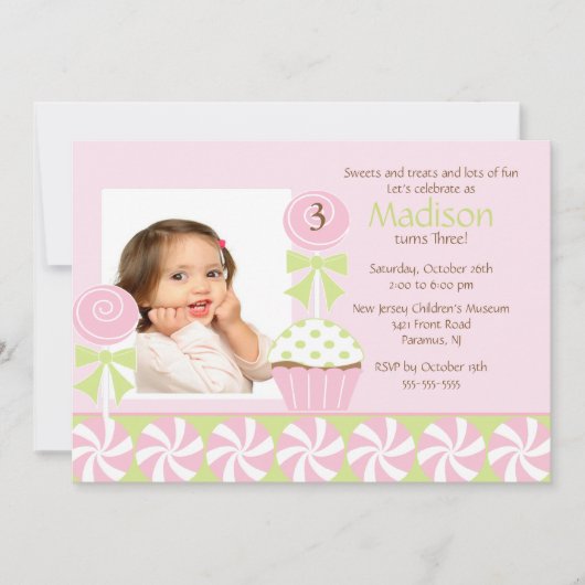 Sweet Cupcake Foto van Birthday Uitnodiging (Voorkant)