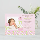 Sweet Cupcake Foto van Birthday Uitnodiging (Staand voorkant)