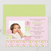 Sweet Cupcake Foto van Birthday Uitnodiging (Voorkant / Achterkant)