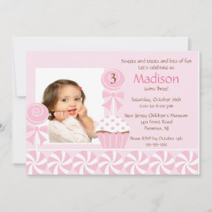 Sweet Cupcake Foto van Birthday Uitnodiging