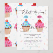 Sweet Cupcake Gender Dispatch Party Invitation Kaart (Voorkant / Achterkant)