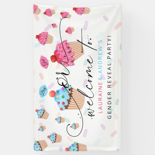 Sweet Cupcake Gender onthaal Welkom Spandoek (Verticaal)