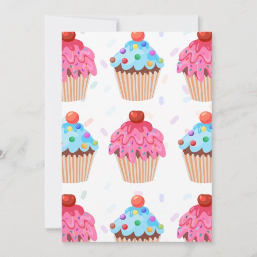 Sweet Cupcake Gender Reality Party Kaart (Achterkant)