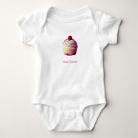 Sweet Cupcake Jersey Bodysuit, wit