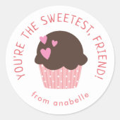 Sweet Cupcake Kinder Classroom Valentijnsdag Party Ronde Sticker (Voorkant)