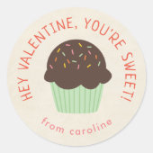 Sweet Cupcake Kinder Classroom Valentijnsdag Party Ronde Sticker (Voorkant)