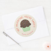 Sweet Cupcake Kinder Classroom Valentijnsdag Party Ronde Sticker (Envelop)