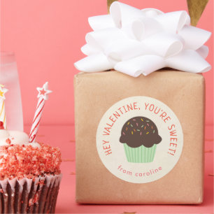 Sweet Cupcake Kinder Classroom Valentijnsdag Party Ronde Sticker